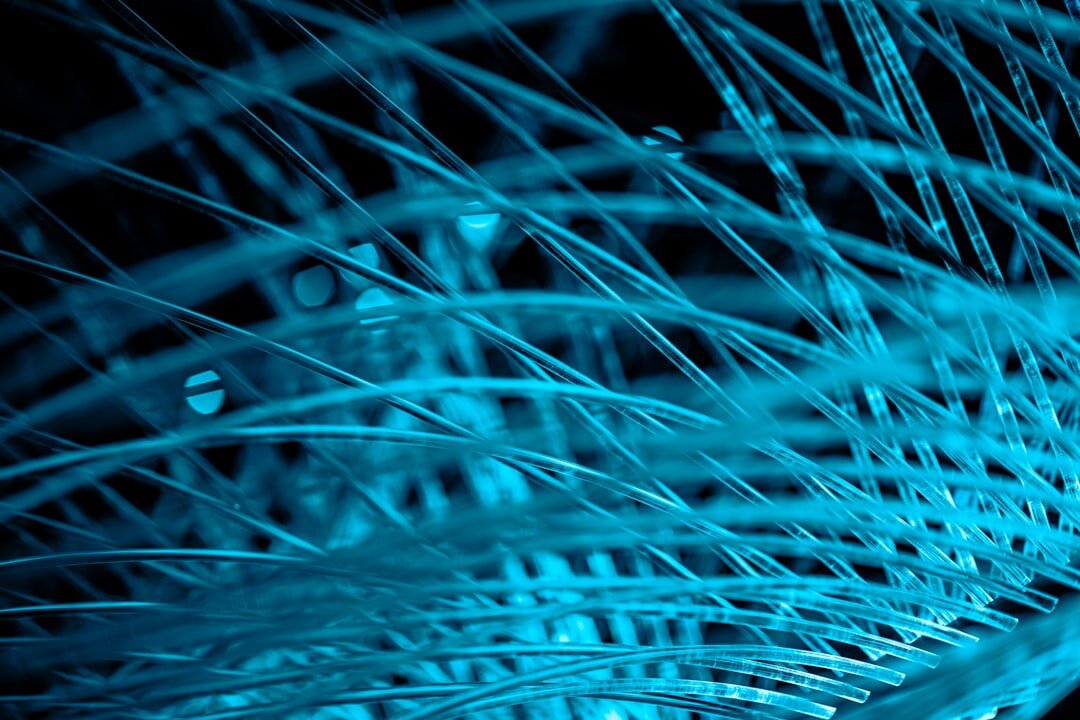 Artificial intelligence neural network visualization glowing blue